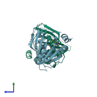 PDB entry 8owy coloured by chain, side view.