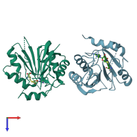 PDB entry 8owy coloured by chain, top view.