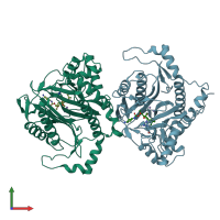 PDB entry 8oxg coloured by chain, front view.