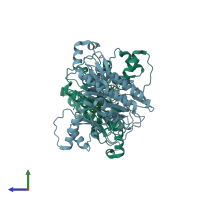 PDB entry 8oxg coloured by chain, side view.