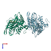 PDB entry 8oxg coloured by chain, top view.