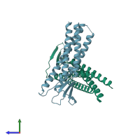 PDB entry 8oyv coloured by chain, side view.