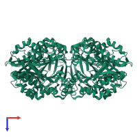 Homo dodecameric assembly 1 of PDB entry 8ozs coloured by chemically distinct molecules, top view.