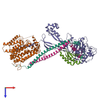 PDB entry 8p1u coloured by chain, top view.