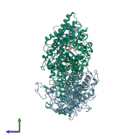 PDB entry 8p23 coloured by chain, side view.