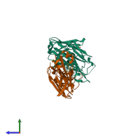 PDB entry 8p2t coloured by chain, side view.