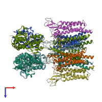 PDB entry 8p3q coloured by chain, top view.