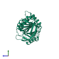 PDB entry 8p4u coloured by chain, side view.