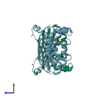 PDB entry 8p59 coloured by chain, side view.