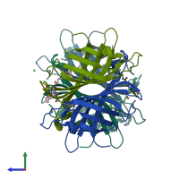 PDB entry 8p5y coloured by chain, side view.