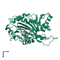 PDB entry 8p7o coloured by chain, top view.