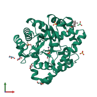 PDB entry 8p7t coloured by chain, front view.