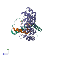 PDB entry 8p9c coloured by chain, side view.