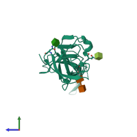 PDB entry 8pae coloured by chain, side view.