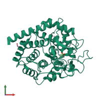 Monomeric assembly 1 of PDB entry 8pak coloured by chemically distinct molecules, front view.