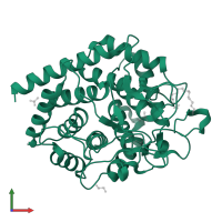 Squalene cyclase C-terminal domain-containing protein in PDB entry 8pak, assembly 2, front view.