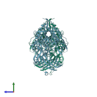 PDB entry 8pba coloured by chain, side view.