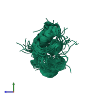 PDB entry 8pbv coloured by chain, ensemble of 20 models, side view.