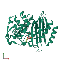 PDB entry 8pcl coloured by chain, front view.