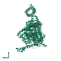 PDB entry 8pd3 coloured by chain, side view.