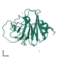 Monomeric assembly 1 of PDB entry 8pd6 coloured by chemically distinct molecules, front view.