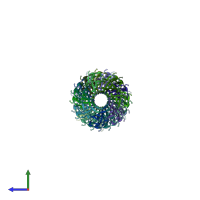 PDB entry 8pdz coloured by chain, side view.