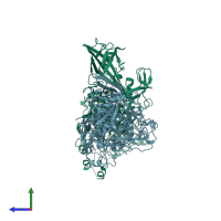 PDB entry 8pe4 coloured by chain, side view.