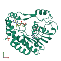 PDB entry 8pem coloured by chain, front view.