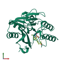 PDB entry 8pgb coloured by chain, front view.