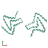 Homo decameric assembly 1 of PDB entry 8pjo coloured by chemically distinct molecules, front view.