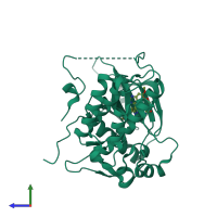 PDB entry 8pnz coloured by chain, side view.