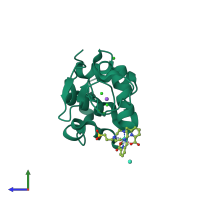 PDB entry 8pob coloured by chain, side view.