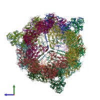 PDB entry 8prw coloured by chain, side view.