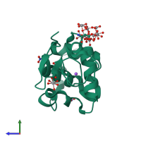 PDB entry 8pte coloured by chain, side view.