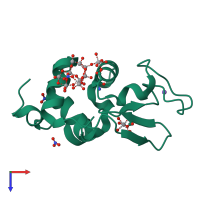 PDB entry 8pte coloured by chain, top view.