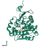 PDB entry 8ptq coloured by chain, side view.