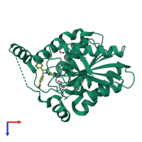 PDB entry 8ptq coloured by chain, top view.