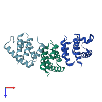 PDB entry 8pu8 coloured by chain, top view.