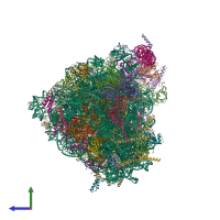 PDB entry 8pv7 coloured by chain, side view.