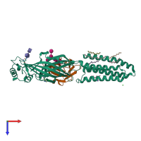 PDB entry 8pvb coloured by chain, top view.