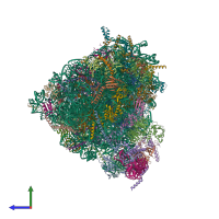 PDB entry 8pvk coloured by chain, side view.