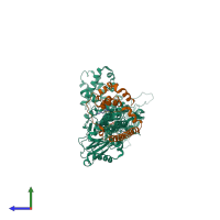 PDB entry 8q1j coloured by chain, side view.