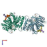 PDB entry 8q1x coloured by chain, top view.
