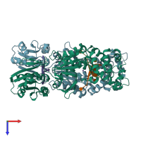 PDB entry 8q41 coloured by chain, top view.