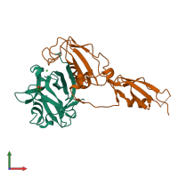 PDB entry 8q5r coloured by chain, front view.