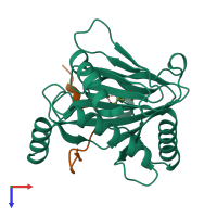 PDB entry 8q6d coloured by chain, top view.