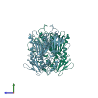 PDB entry 8qck coloured by chain, side view.