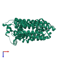 PDB entry 8qcy coloured by chain, top view.