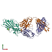 PDB entry 8qh1 coloured by chain, front view.