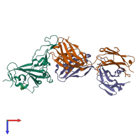 PDB entry 8qh1 coloured by chain, top view.